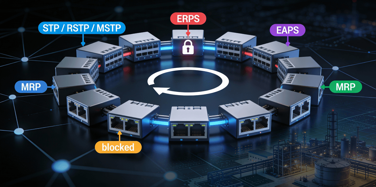 Redundancia en Ethernet Industrial: Guía de Protocolos Comunes de Anillo Cover